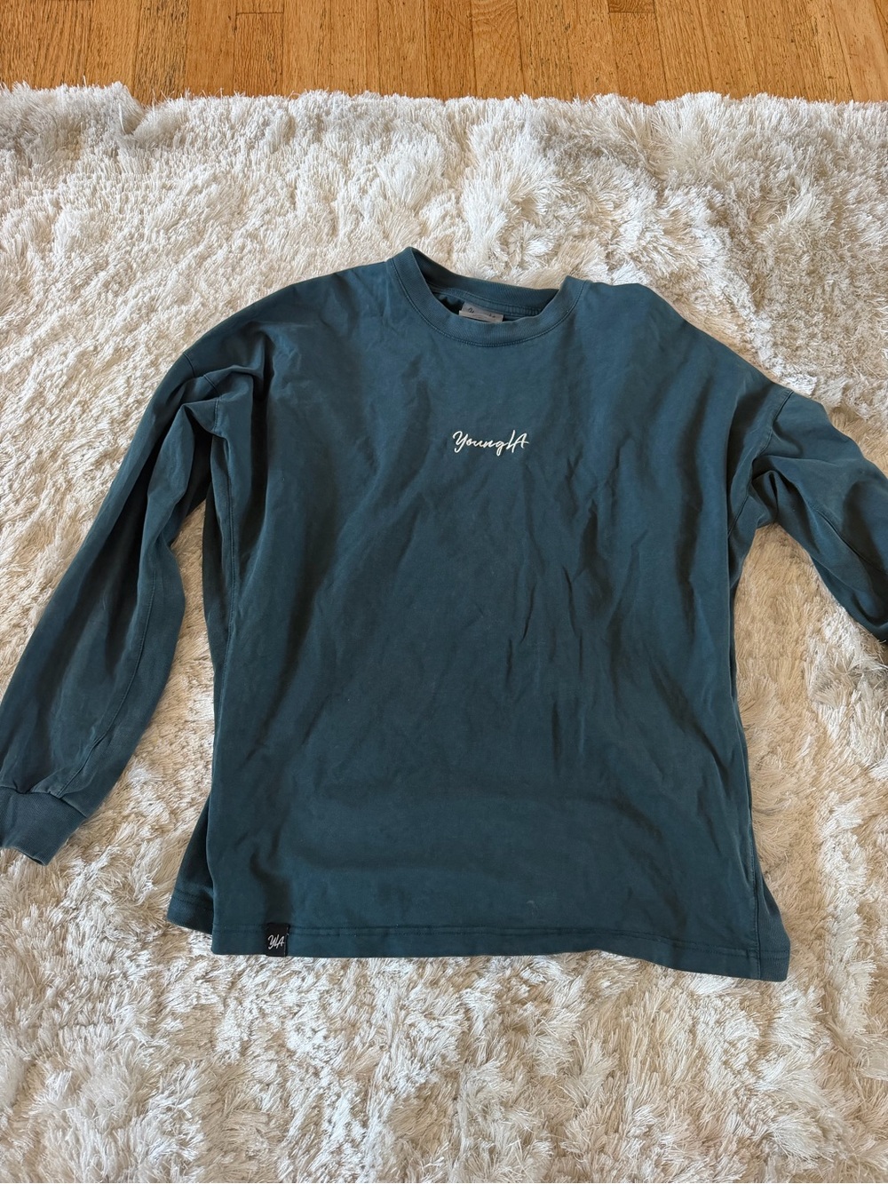 YoungLA Kids Long Sleeve Crew Tee in Deep Teal